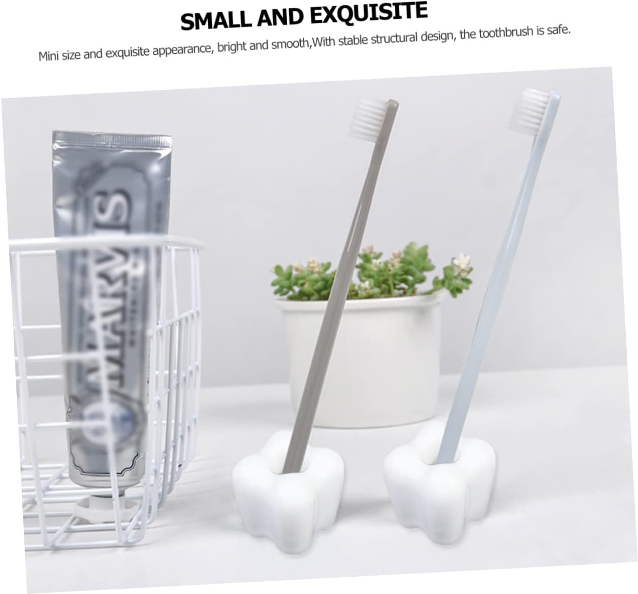 4-Piece Tooth Shaped Toothbrush Holder for Kids White
