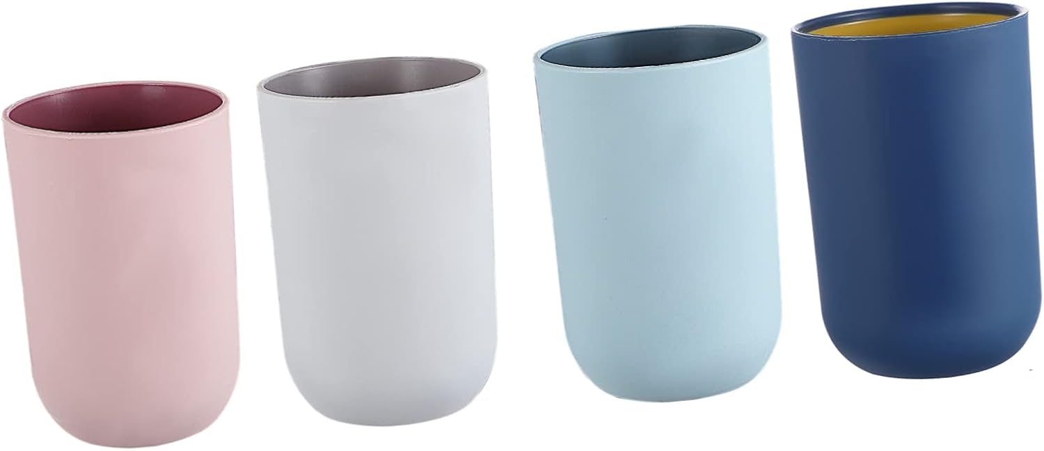 4 Pack Sturdy Leakproof Bathroom Oral Care Tumbler Set