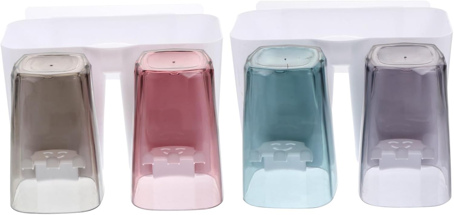 Wall-Mounted Compact 4-Cup Toothbrush Holder