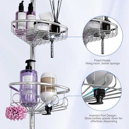 Sturdy 47-121-inch Tension Pole Shower Caddy