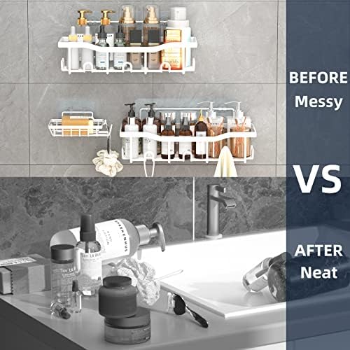3-Pack Shower Caddy Organizer Large Capacity Rustproof Adhesive Bathroom Storage