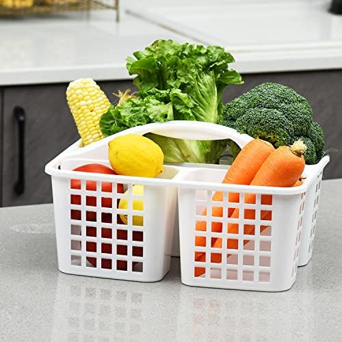 HAUND 3-Compartment Plastic Shower Caddy Basket White