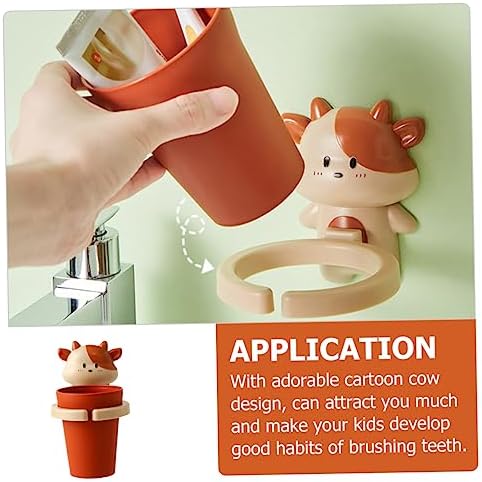 MAGICLULU Cartoon Cow Toothbrush Cup Lightweight Easy Storage