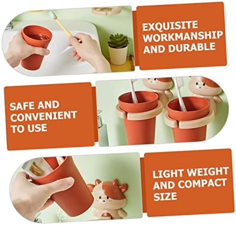 MAGICLULU Cartoon Cow Toothbrush Cup Lightweight Easy Storage