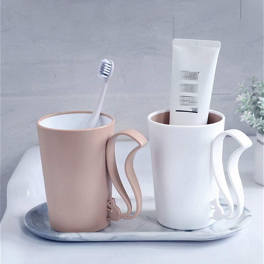 Creative Squirrel Handle Gargle Cup Non-toxic Wooden Toothbrush Holder White