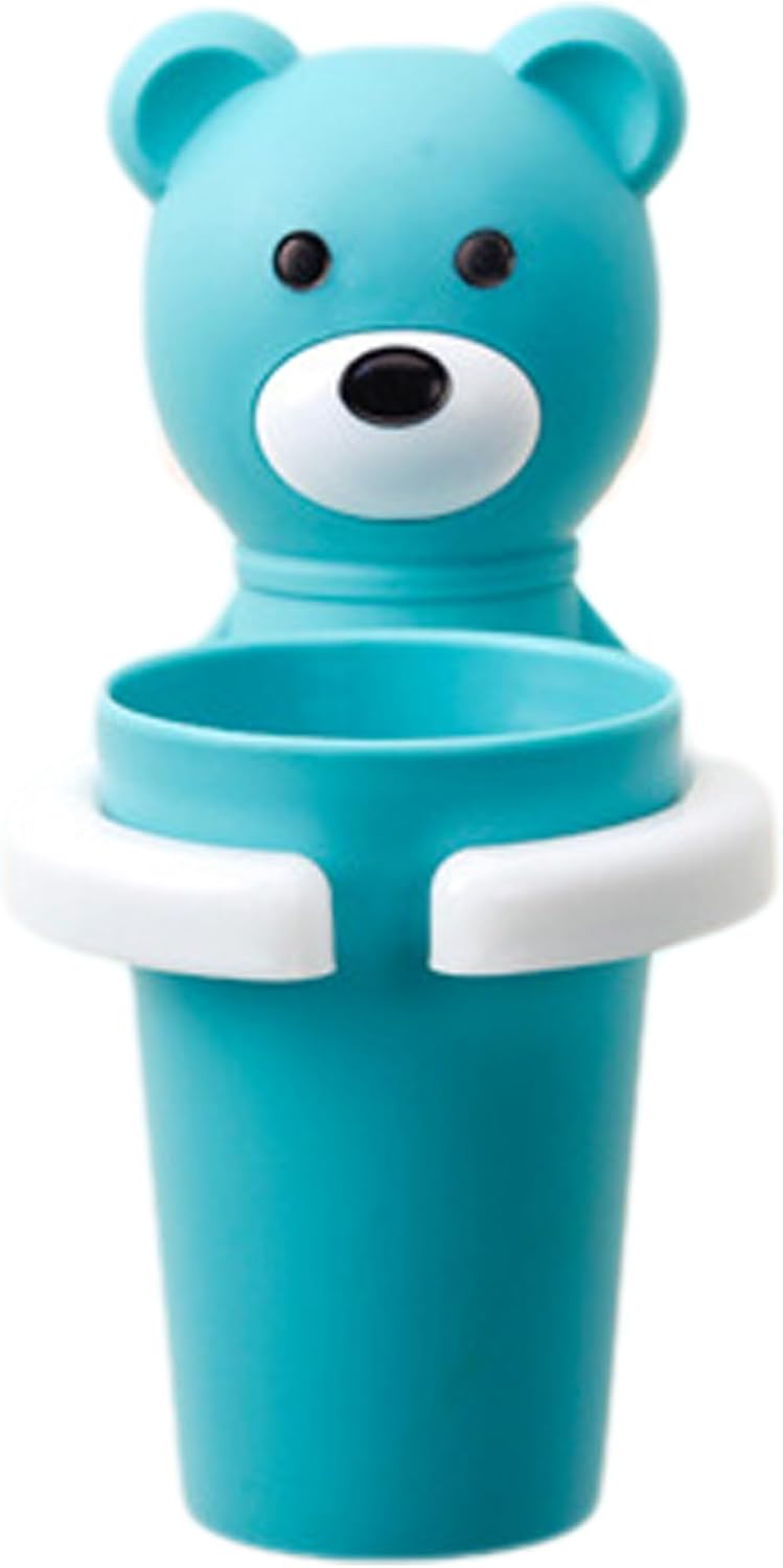 Kids Toothbrush Holder Set Bear Shaped Wall Mounted