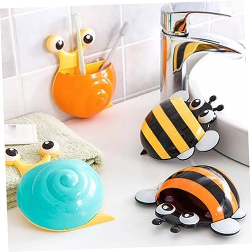4-Piece Cartoon Bee Toothbrush Holder Suction Cup Organizer for Boys