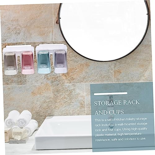 Wall-Mounted Compact 4-Cup Toothbrush Holder