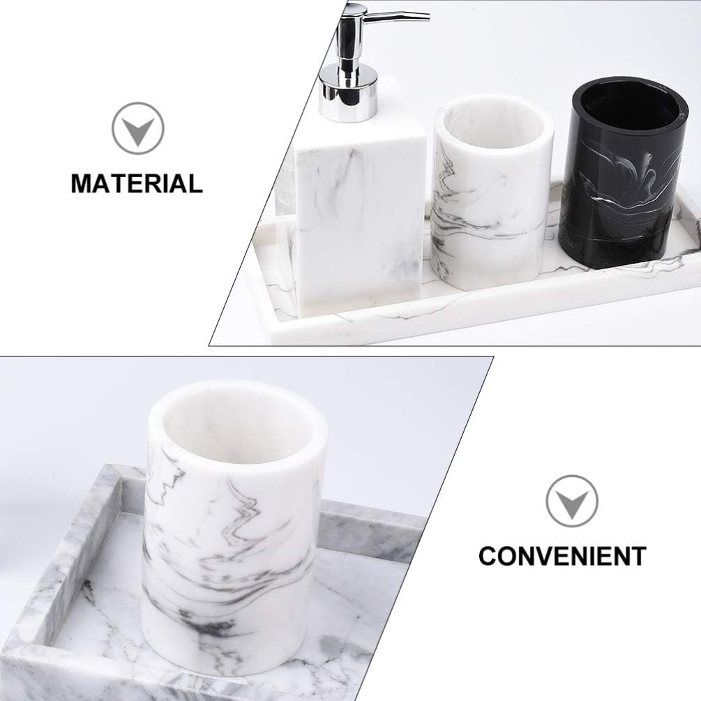DoItool 1-Piece Family Toothbrush Mouthwash Holder with Marbling Gargle Cup
