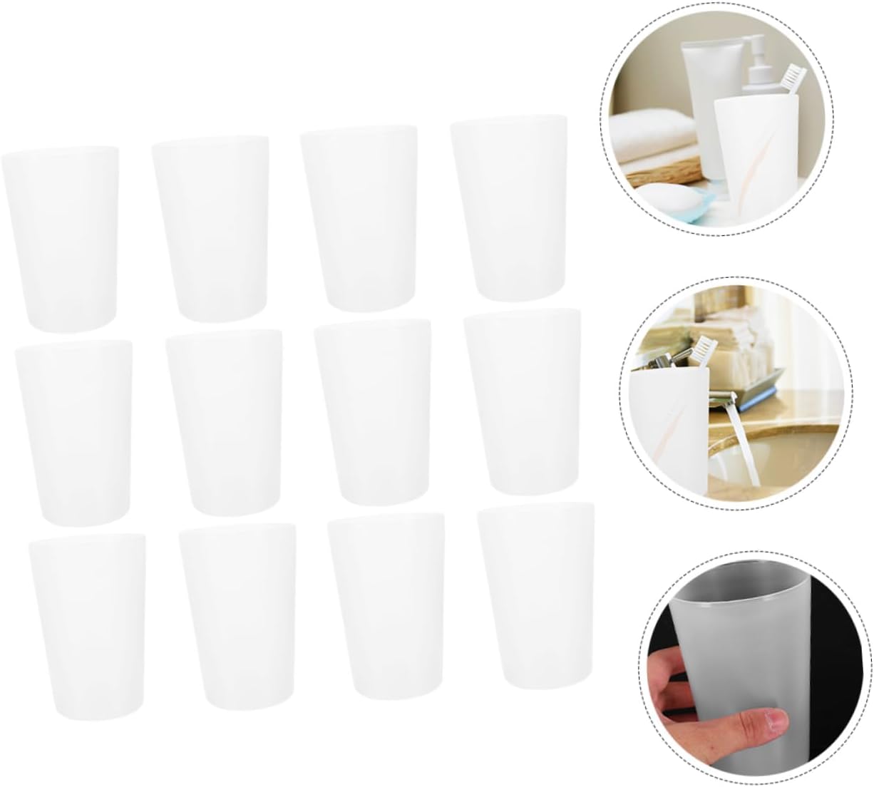 Stylish 12-Pack Reusable Bathroom Cups for Home Travel