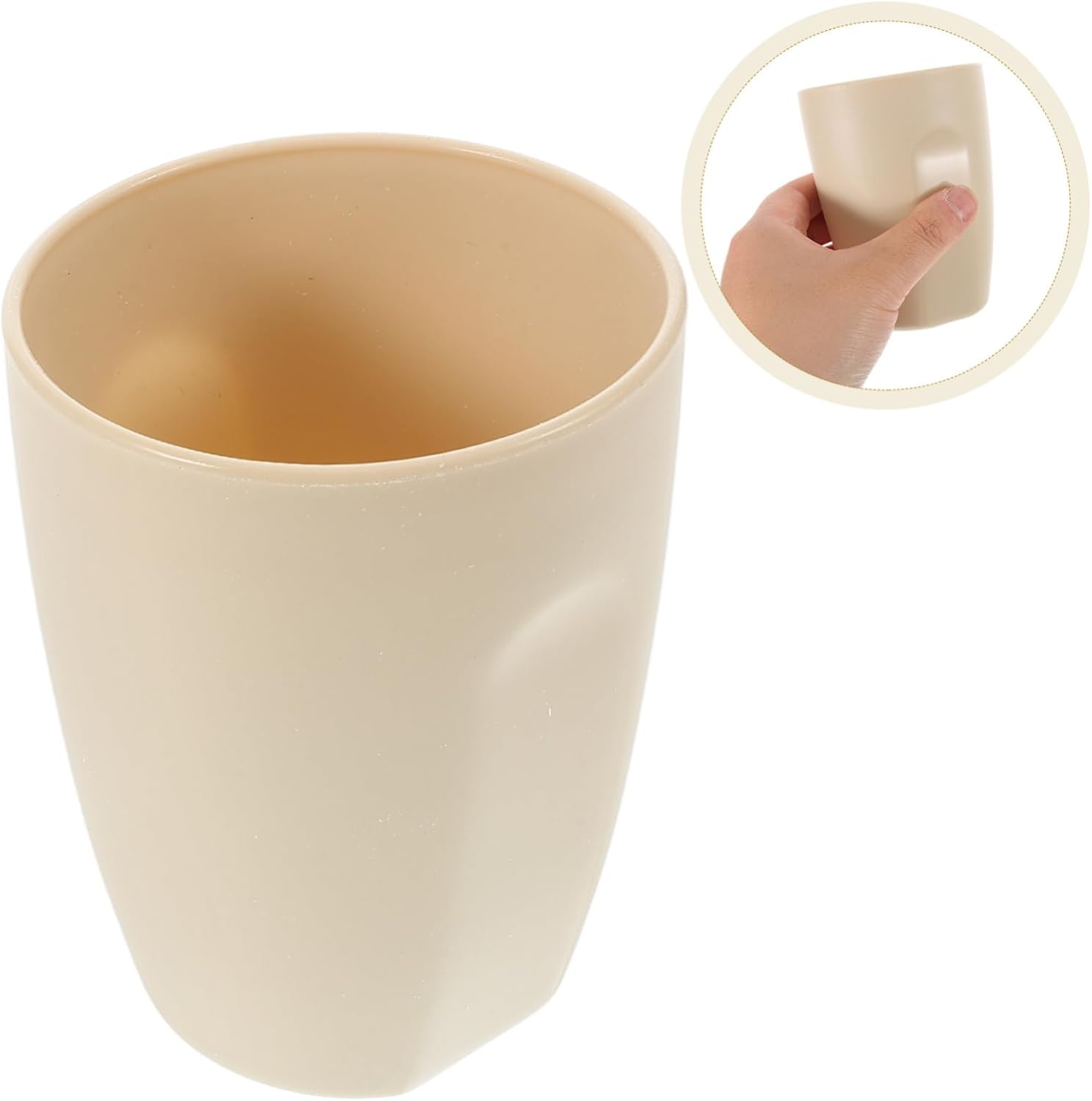 Beatifufu Simple Beige Toothbrush Cup Portable Travel Tumbler