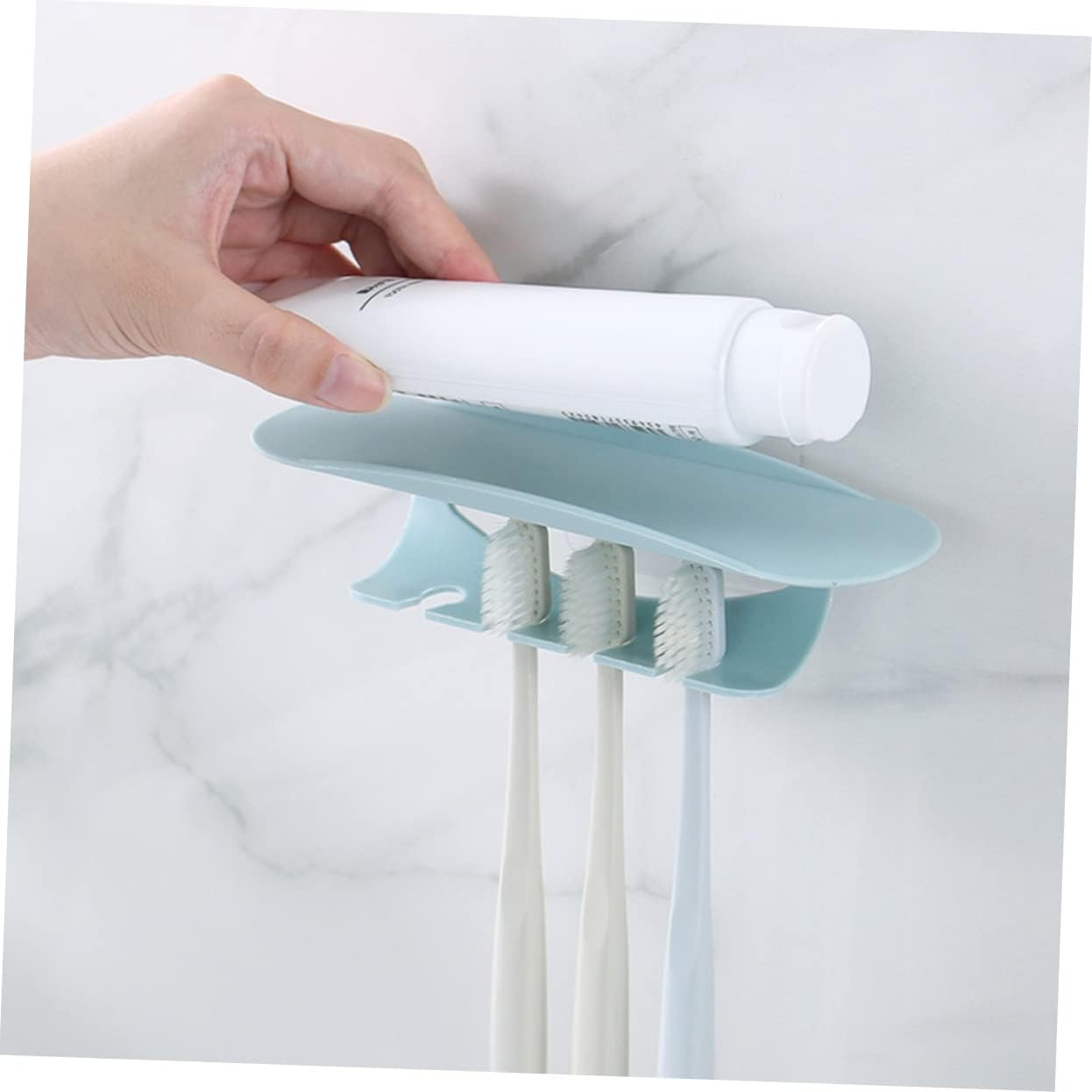 2-Piece Wall-Mounted Toothbrush Holder Organizer with Punch Design