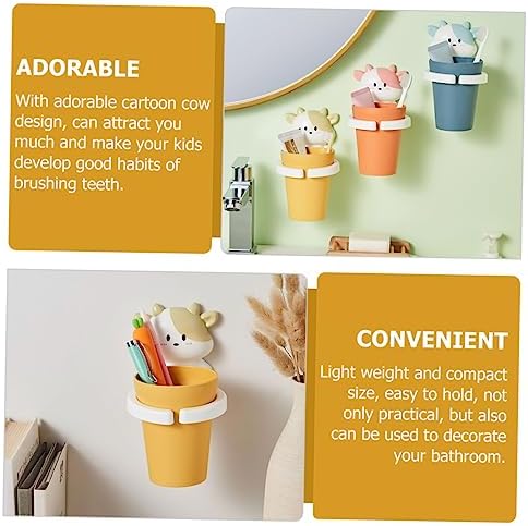 VOSAREA Cartoon Gargle Cup Wall Mounted Toothbrush Holder
