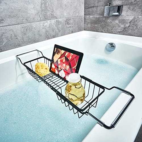 Adjustable Metal Over-the-Tub Caddy for Bathroom Accessories