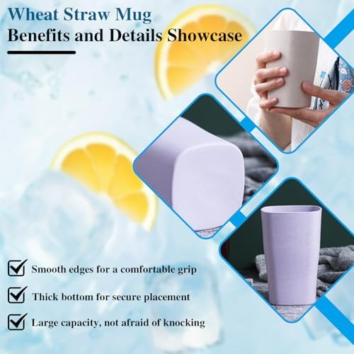 Incauca 5-Pack Square Wheat Straw Reusable Toothbrush Tumbler for Home Kitchen