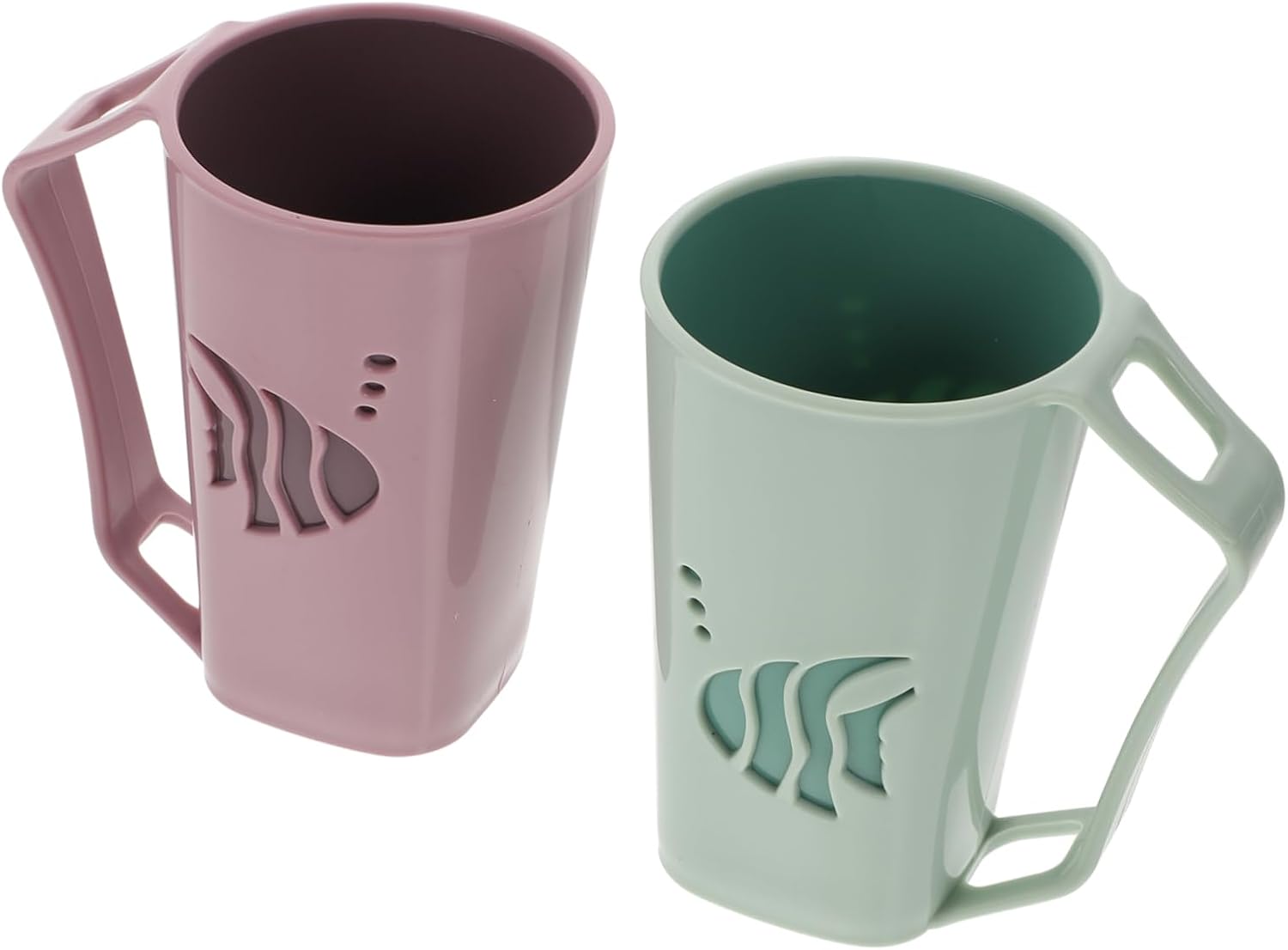 2Pcs Stylish Teacups with Toothbrush Slots for Bathroom Use