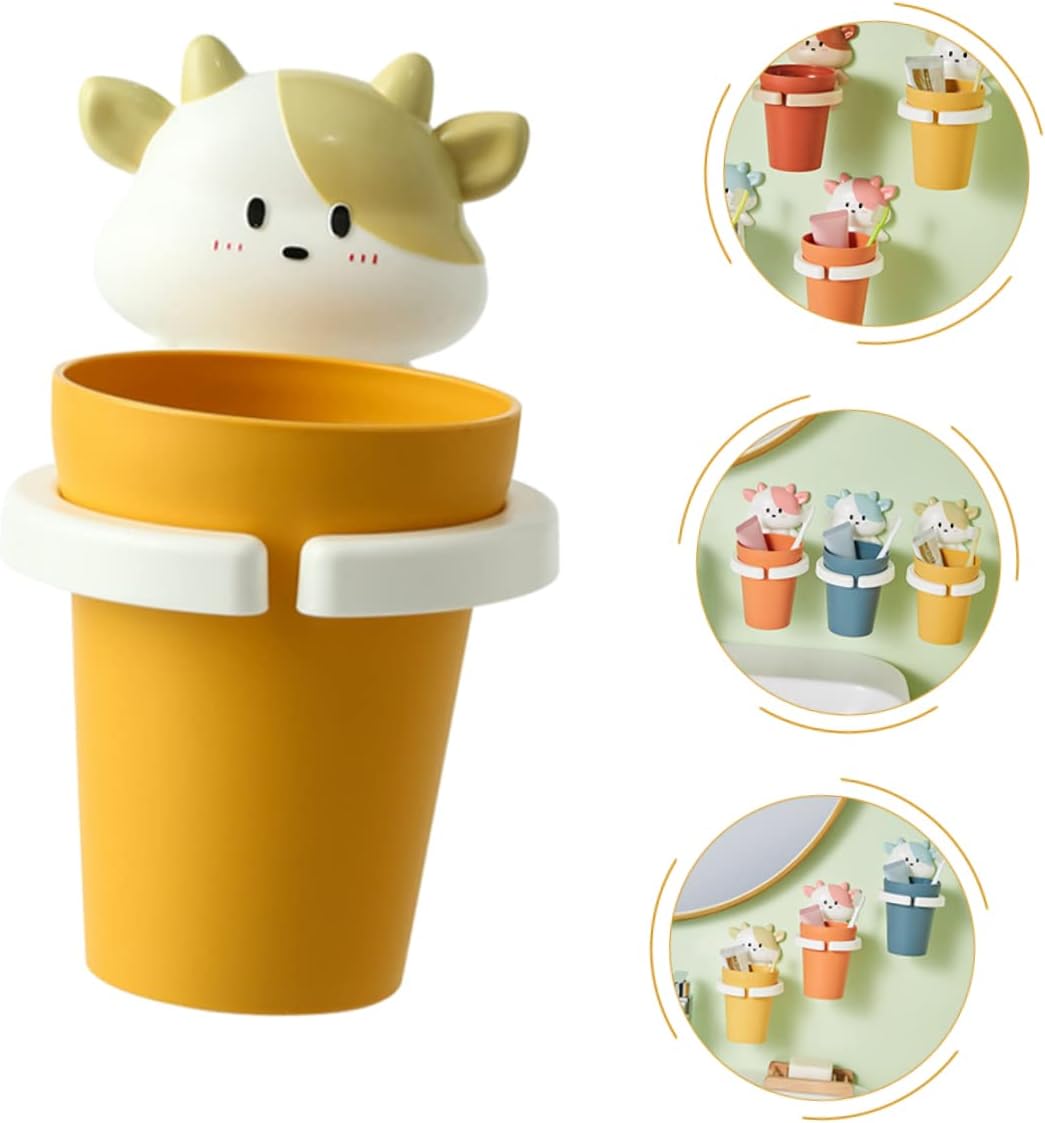VOSAREA Cartoon Gargle Cup Wall Mounted Toothbrush Holder