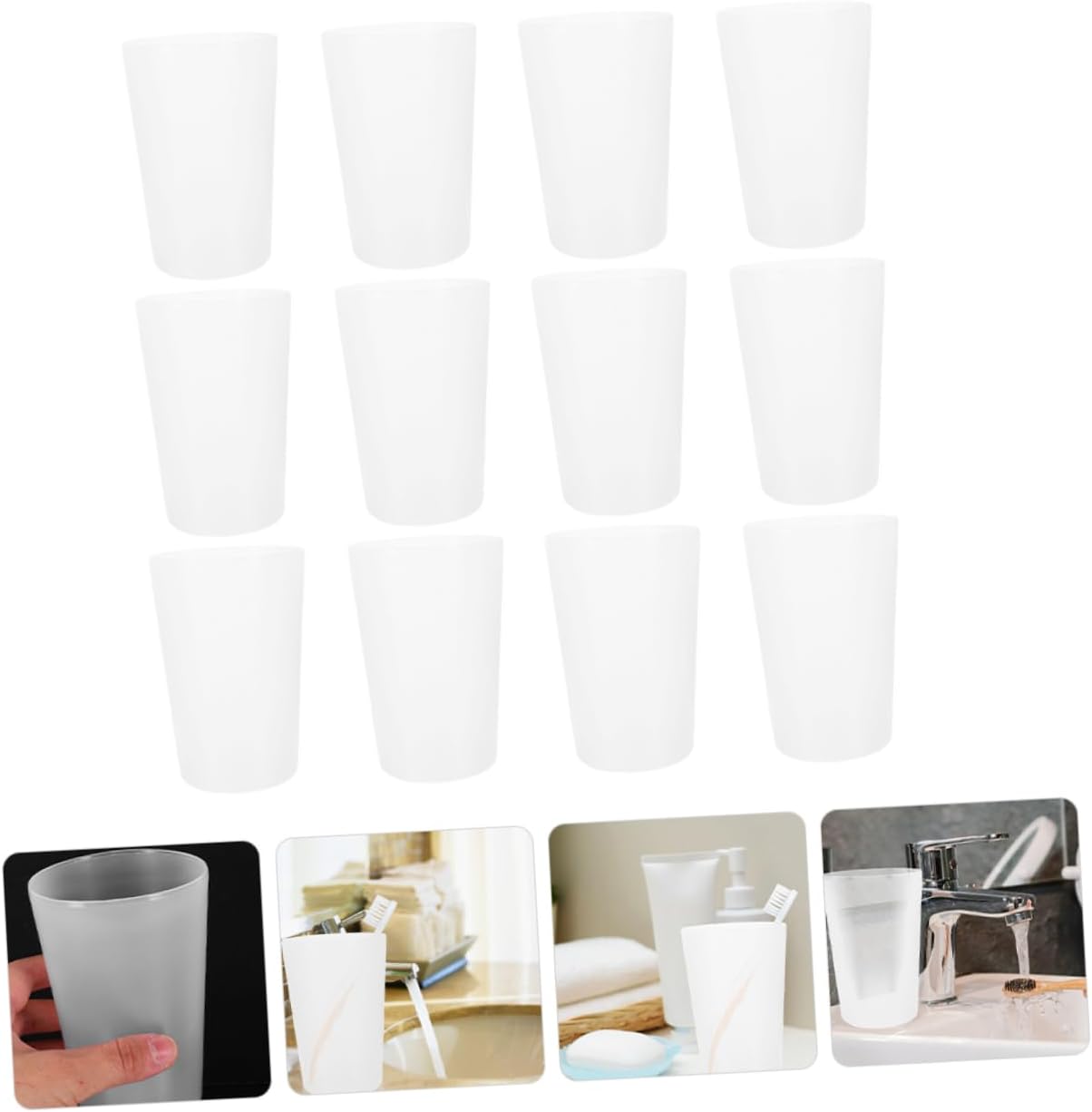 Stylish 12-Pack Reusable Bathroom Cups for Home Travel