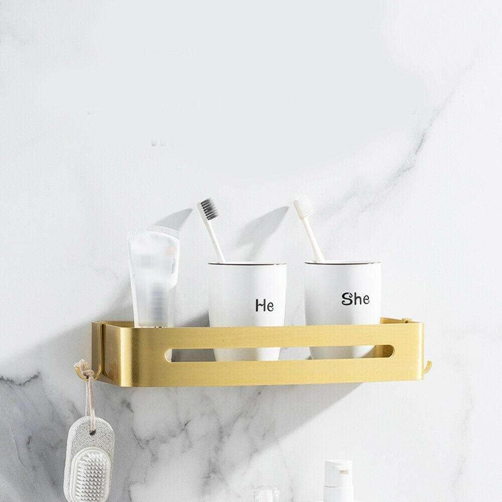 FINANCIALLY LIT Gold Aluminum Single Layer Shower Caddy Storage Shelf - Bathroom Organizer