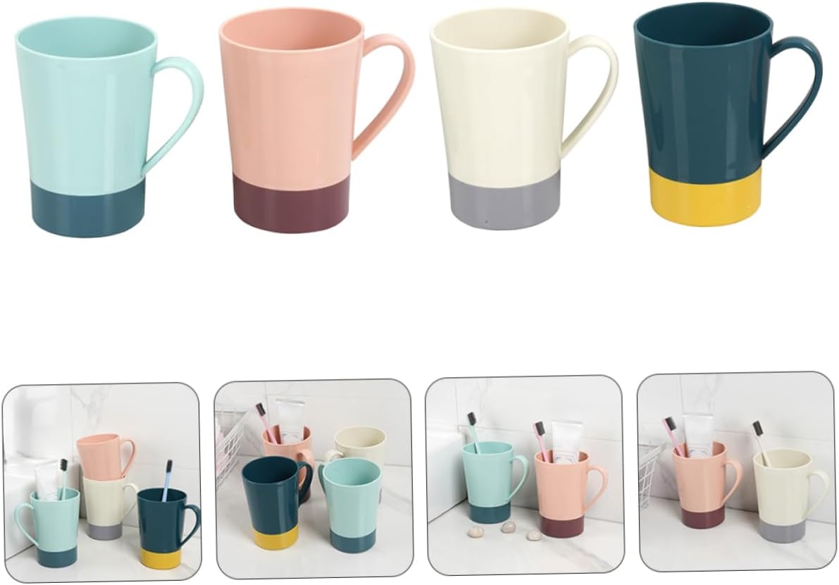 4-Piece Reusable Tooth Brush Holders mug SetPP for Home Kitchen