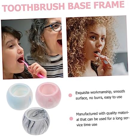 DECHOUS 3Pcs Ceramic Toothbrush Holder with Marble Pattern 1