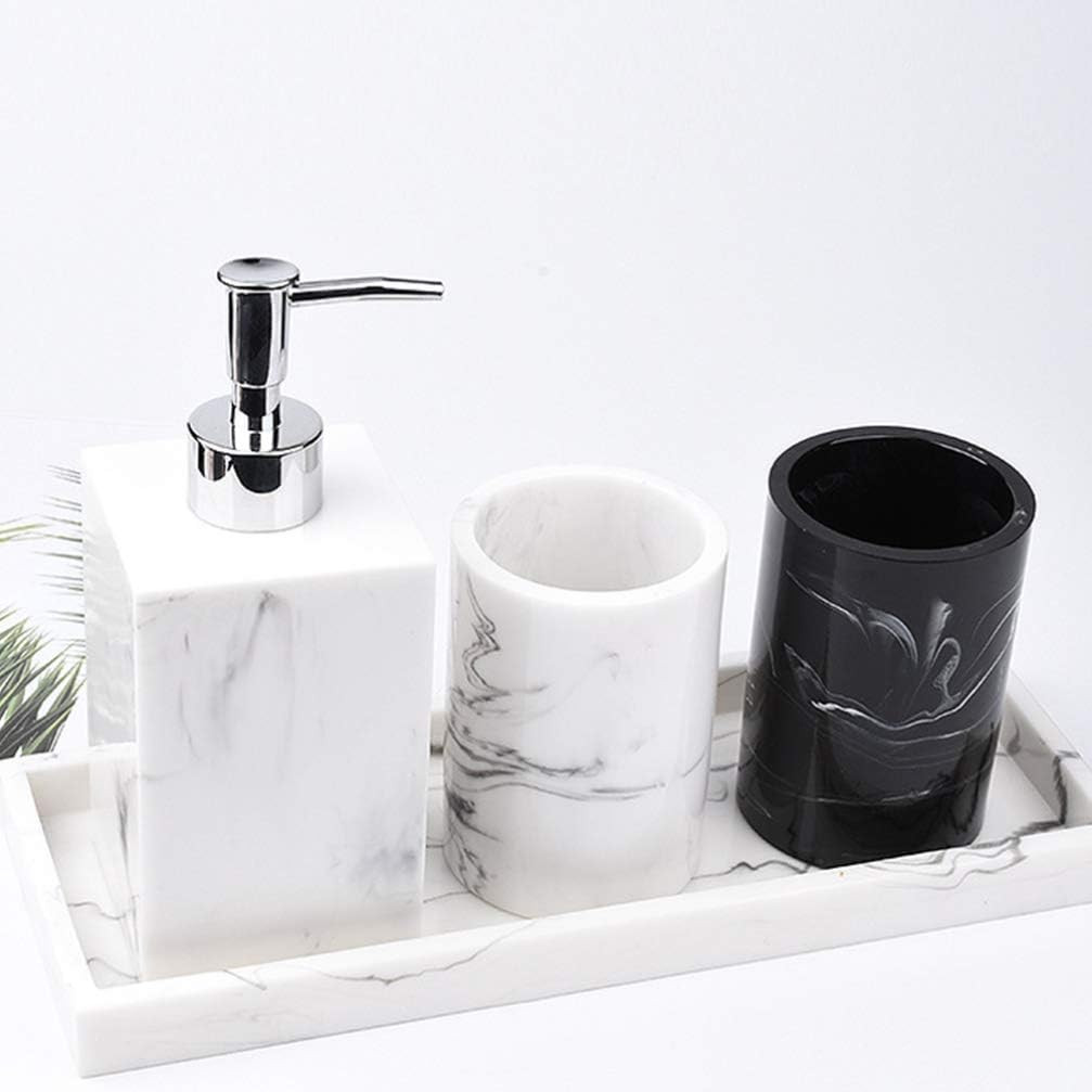 DoItool 1-Piece Family Toothbrush Mouthwash Holder with Marbling Gargle Cup