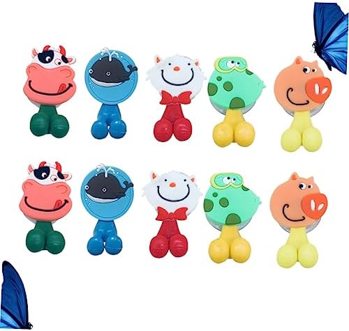 10-Piece Cartoon Character Toothbrush Holder Random Animal Design Easy to Install