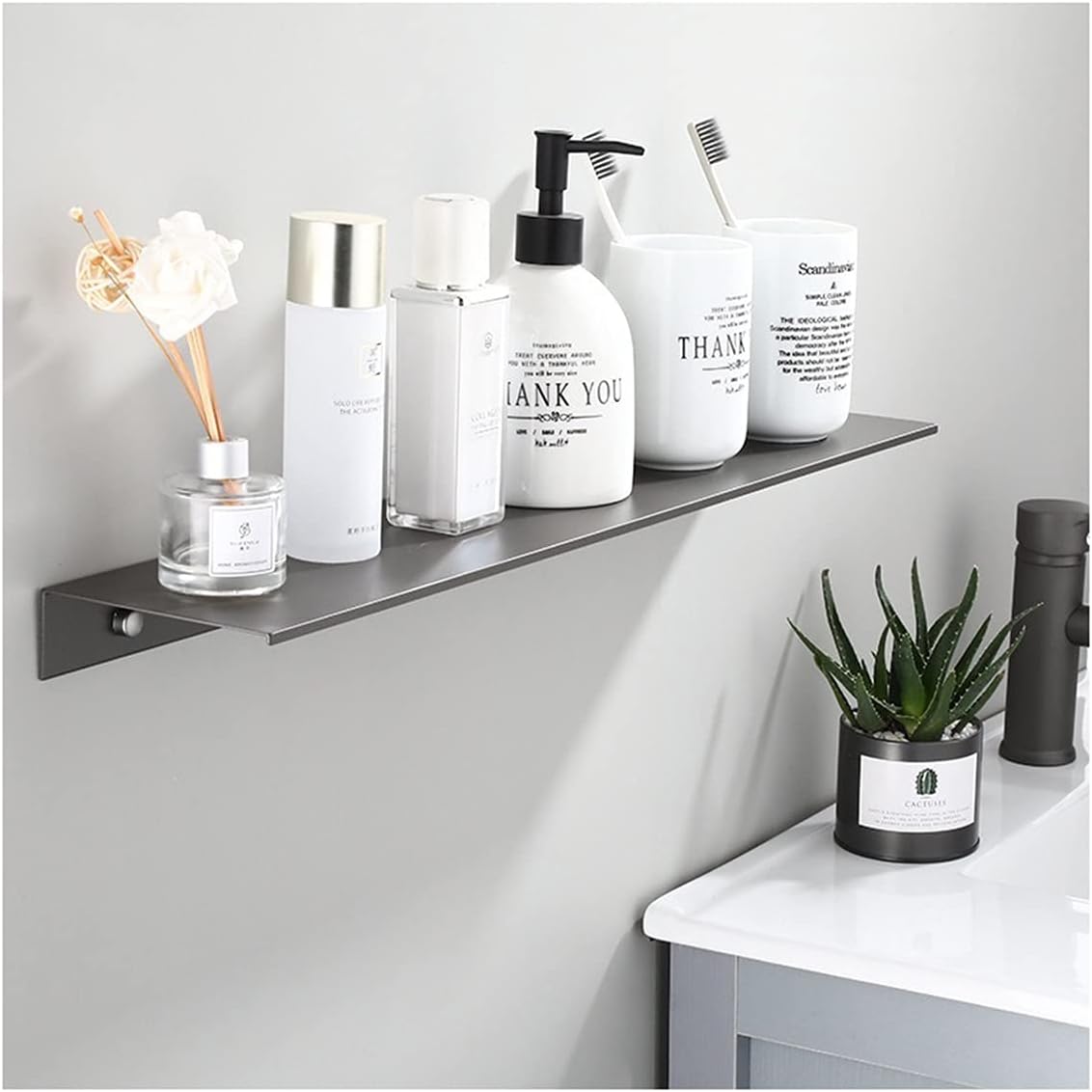 TYZKContemporary White Gray Bathroom Shower Shelf for Home Kitchen