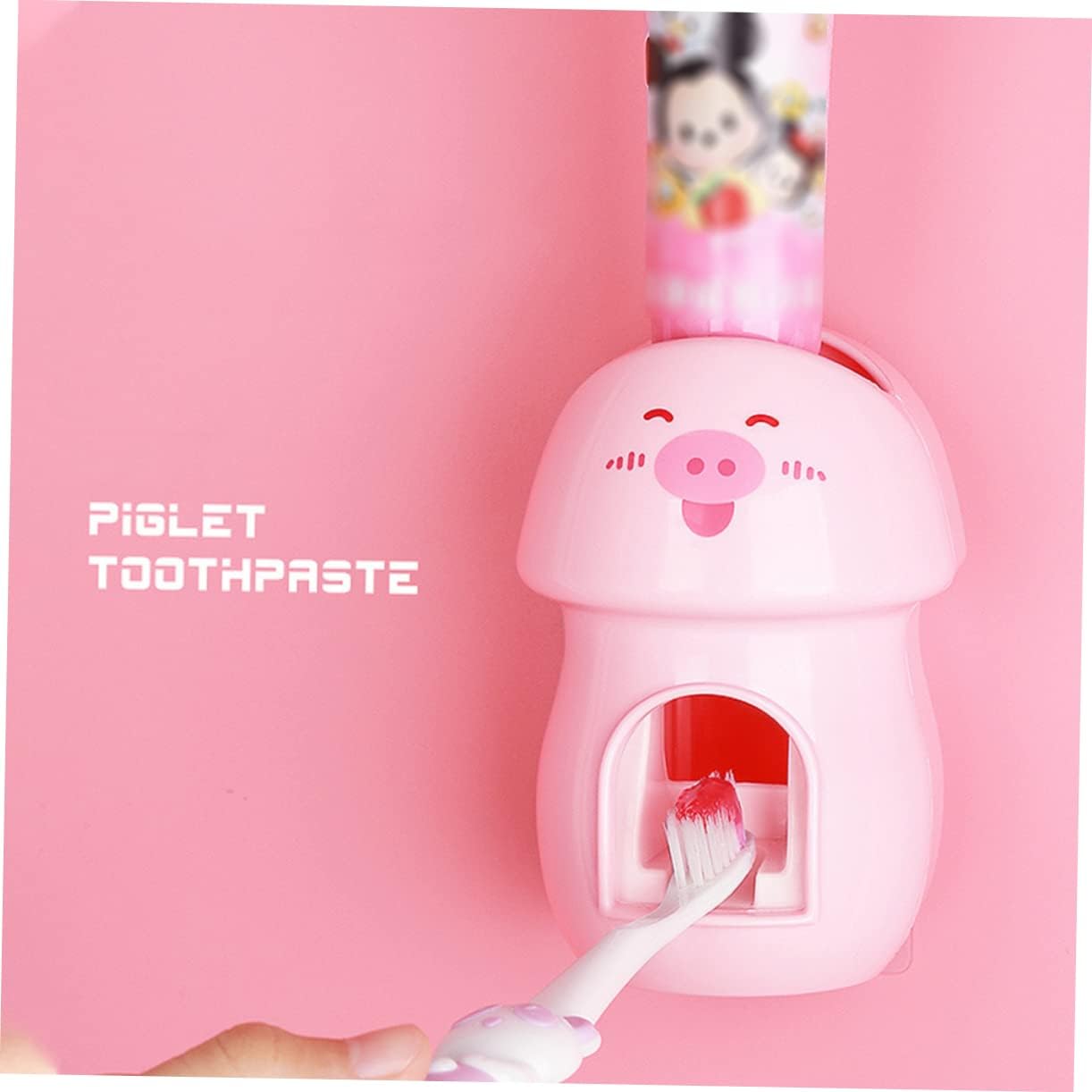 Adorable Pink Toothbrush Holder Wall-Mounted Automatic Toothpaste Squeezer