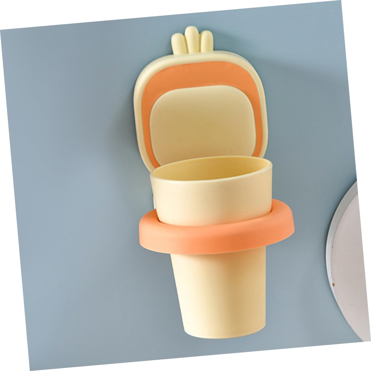 Labrimp 1set Toothbrush Cup Creative Bathroom Holder No Drill Wall-Mounted Design