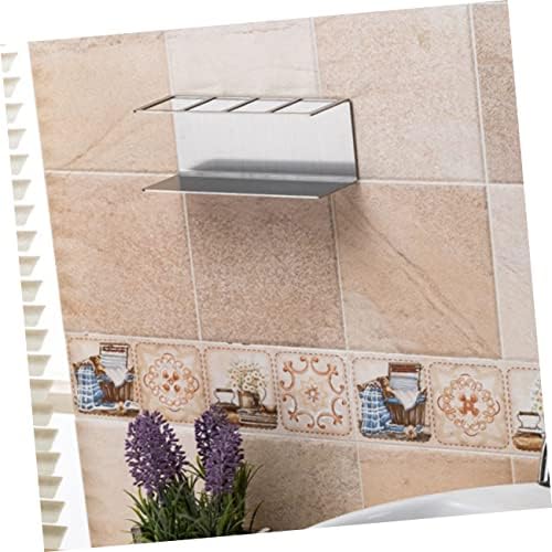 Wall Mounted Stainless Steel Toothpaste Organizer with Electric Toothbrush Slots
