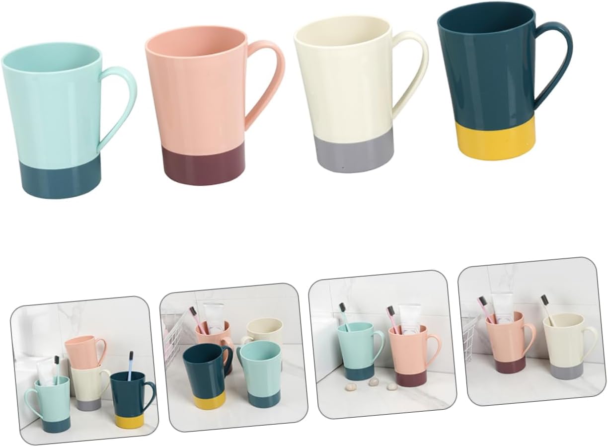 WESIEVYA 4pcs Bathroom Mug Toothbrush Holder