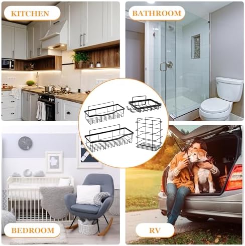 6-Piece Adhesive Shower Caddy Durable Stylish