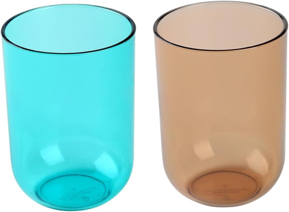 COOLHIYA 2-Piece Transparent Toothbrush Cups Multi-Functional Gargle Mugs for Adults