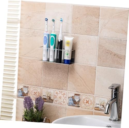 Wall Mounted Stainless Steel Toothpaste Organizer with Electric Toothbrush Slots
