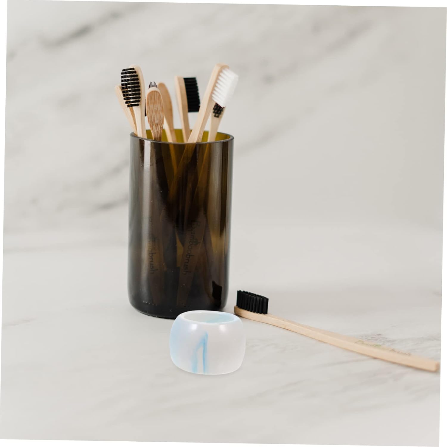 3Pc Marble Ceramic Electric Toothbrush Holder Organizer - Stylish Space Saving Easy to Clean