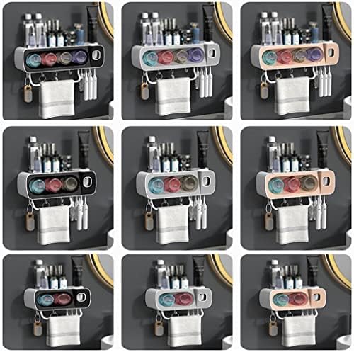 Wall Mount Toothbrush Holder With Eco-Friendly Squeezer 4 Mouthwash Cups