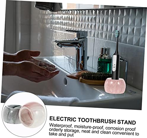 Two-Piece Marble Pattern Toothbrush Stand For Electric Toothbrushes Bathroom Holder