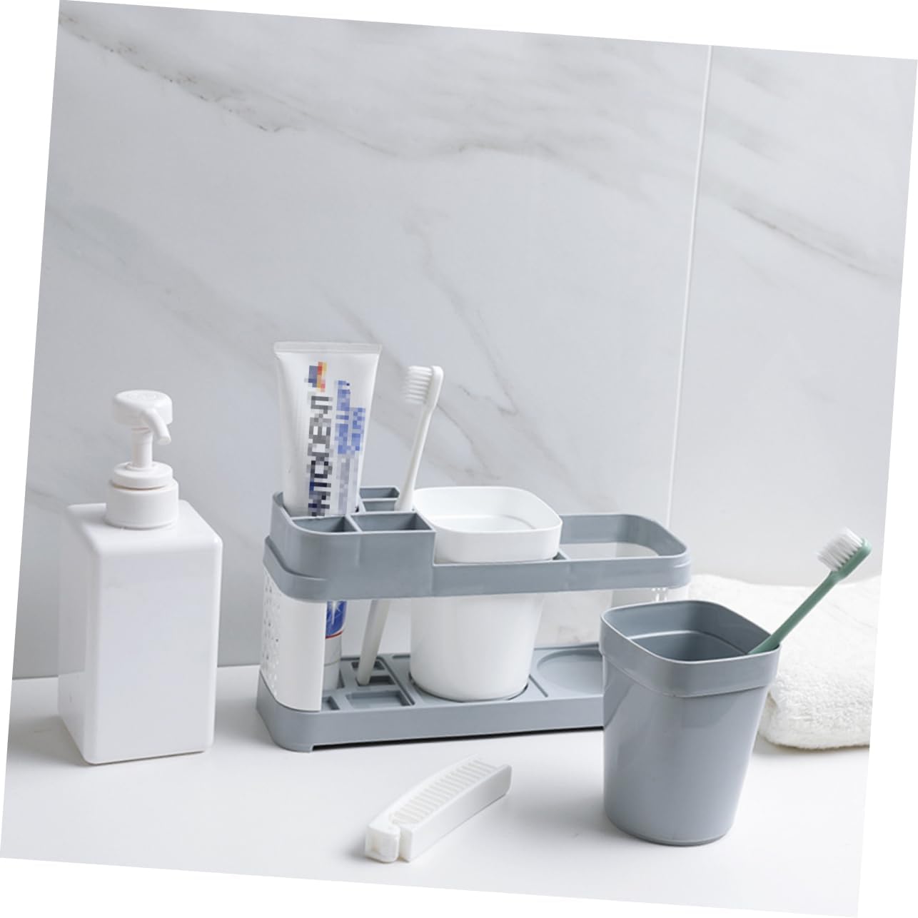 5 Slot Bathroom Organizer - Easy Toothpaste Toothbrush Storage