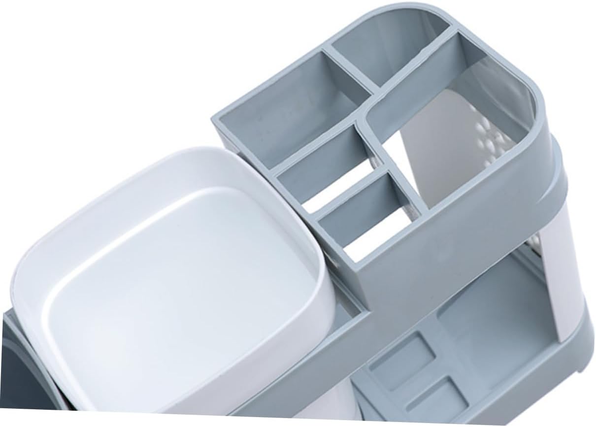 Suction Cup Toothbrush Toothpaste Organizer - 2 Cups 5 Slots Durable Sturdy