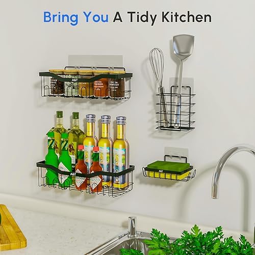 Stainless Steel 5-Piece Adhesive Shower Caddy