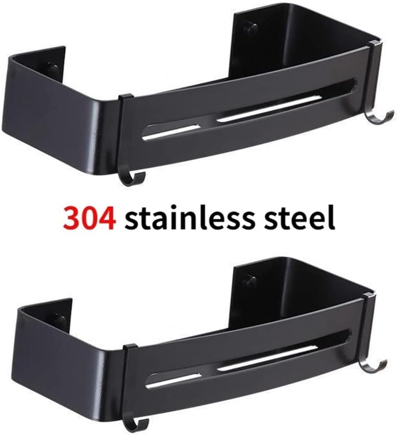 Stainless Steel Wall-Mounted Black Shower Caddy