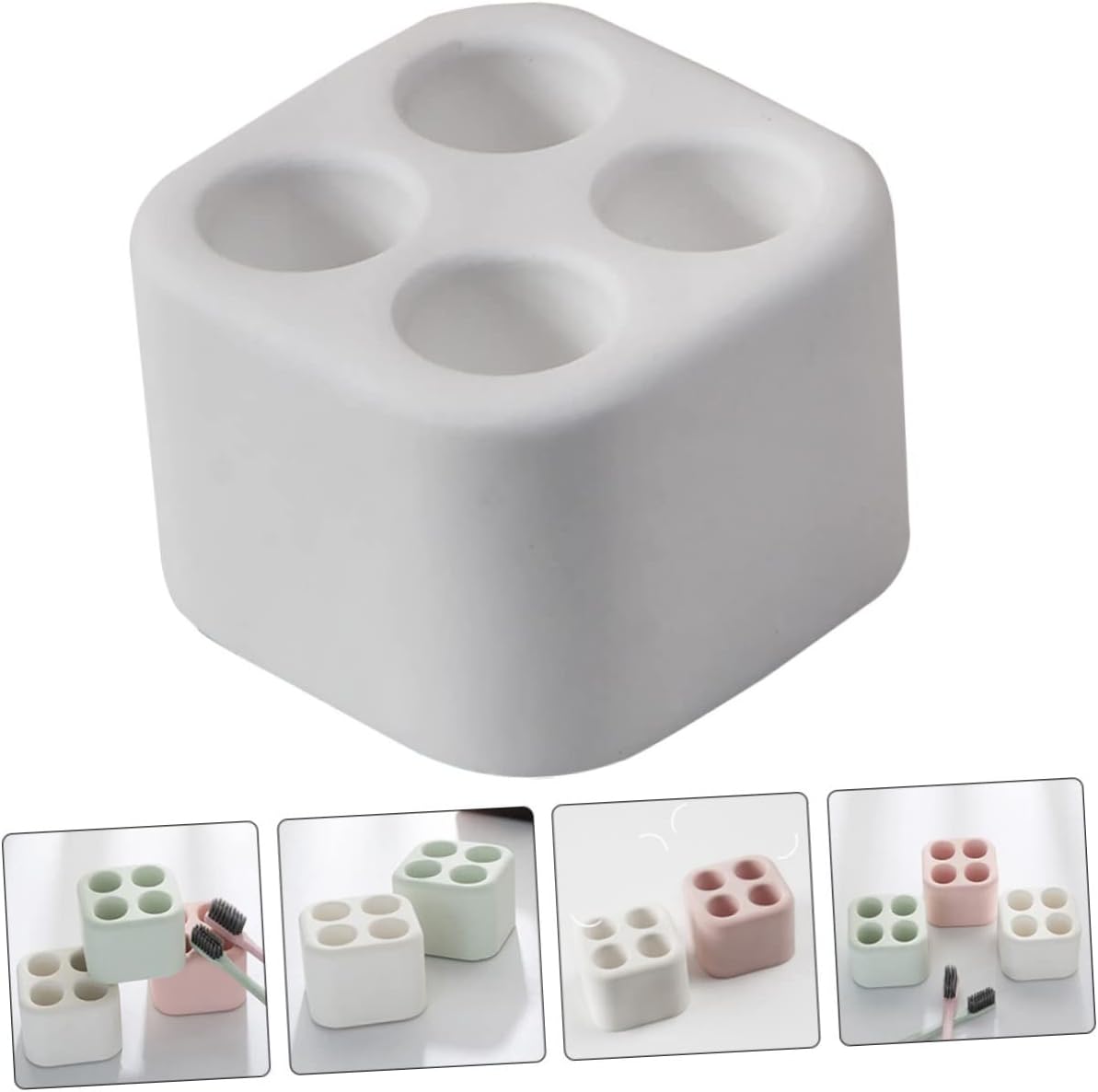 Compact White Diatomite Toothbrush Holder