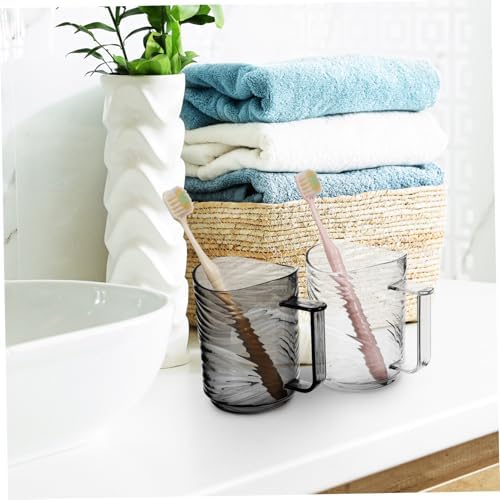 NOLITOY 2 Pack Transparent Toothbrush Cups with Handles 1