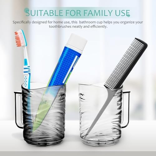 Double-Pack 2Pcs Transparent Plastic Toothbrush Holder with Ergonomic Handle