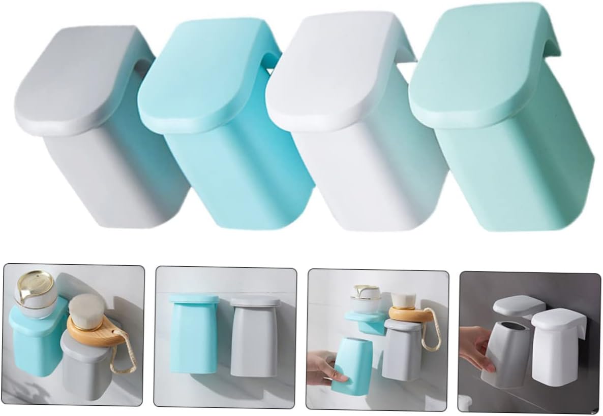 4-Piece Non-Marking Wall-Mounted Toothbrush Cup Set