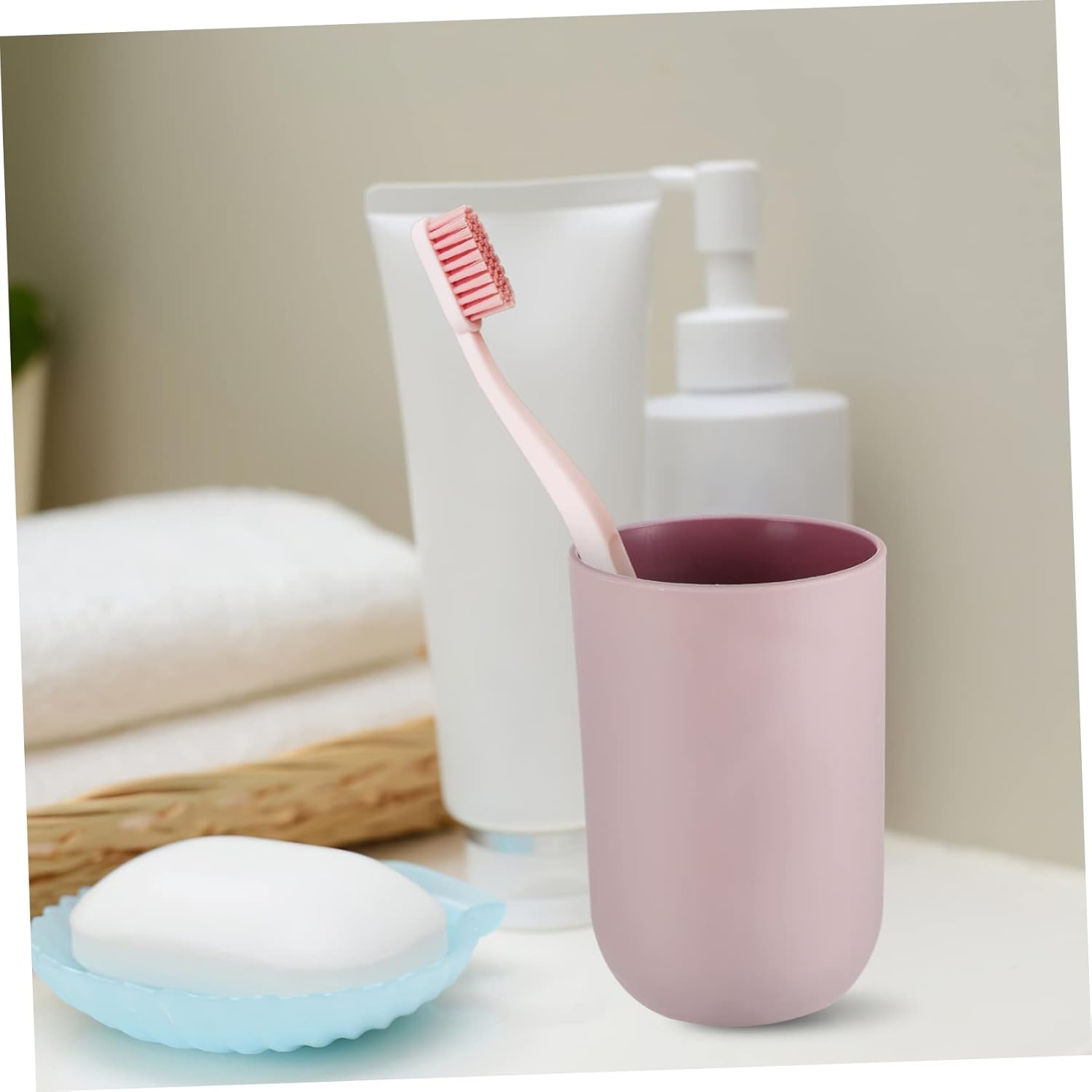 4-Piece Simple Style Toothbrush Tumblers Bathroom Mouthwash Cups Reusable Easy to Clean