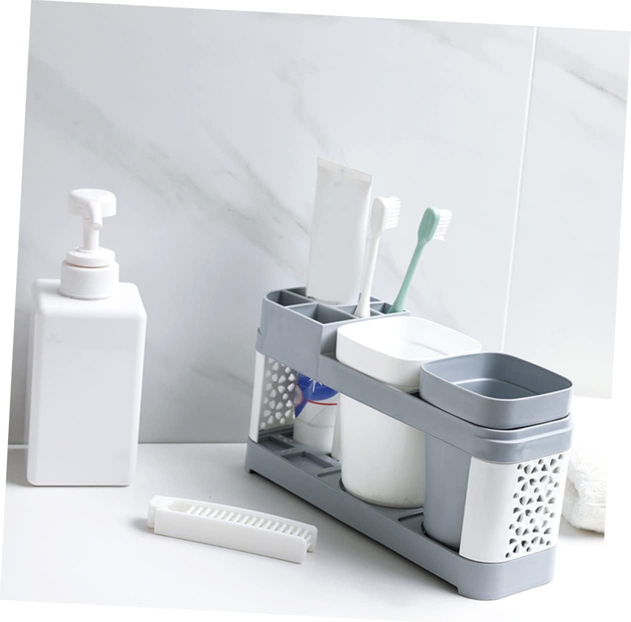 5 Slot Bathroom Organizer - Easy Toothpaste Toothbrush Storage
