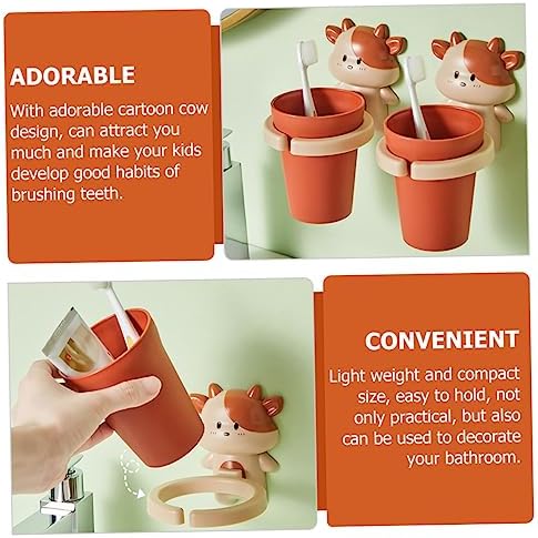 MAGICLULU Cartoon Cow Toothbrush Cup Lightweight Easy Storage