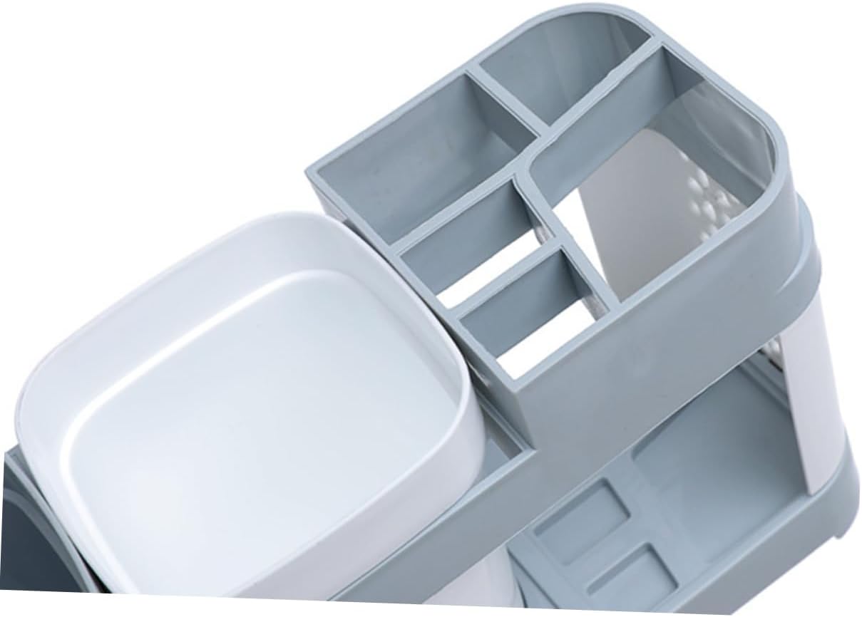 Bathroom Toothbrush Organizer With 2 Cups And 5 Slots